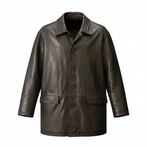 Roundtree & Yorke Dark Brown Leather Trench Coat